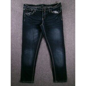 Royal Blue Jeans Women 15X30 Blue Mid Rise Skinny Dark Wash Capsule Causal